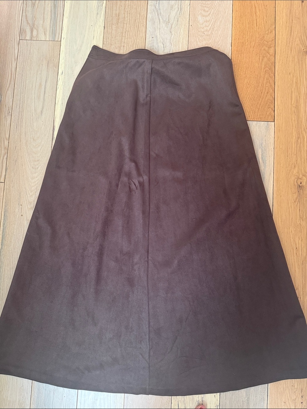 Vince Camuto Dark Brown A-Line Faux-Suede Skirt